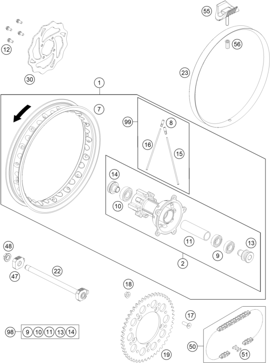 ROUE ARRIERE POUR MC 65 2024