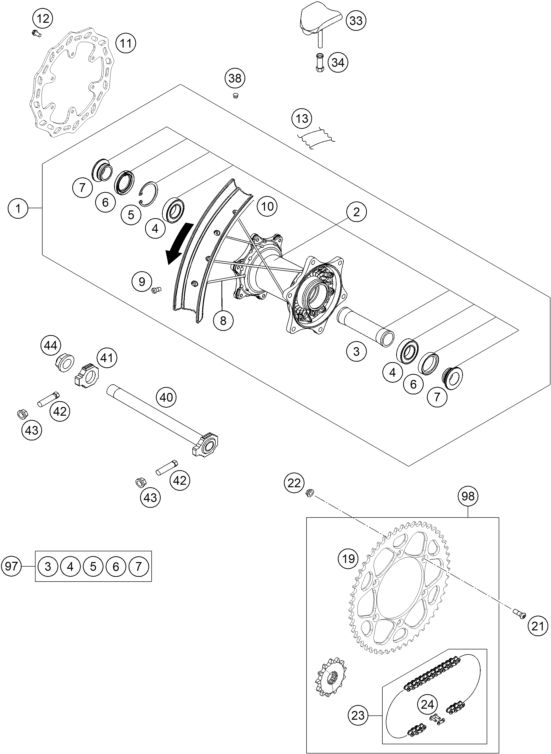 ROUE ARRIERE POUR MC 450F PRADO EDITION 2025