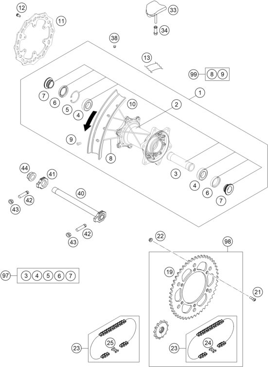 ROUE ARRIERE POUR MC 300 2025