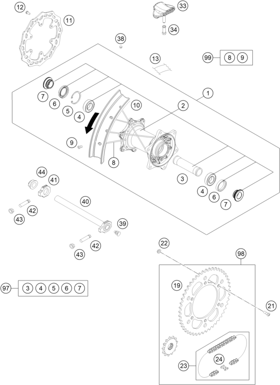 ROUE ARRIERE POUR EC 250F 2024 EU