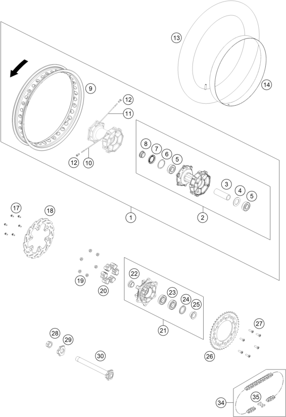 ROUE ARRIERE POUR RX 450F REPLICA 2025